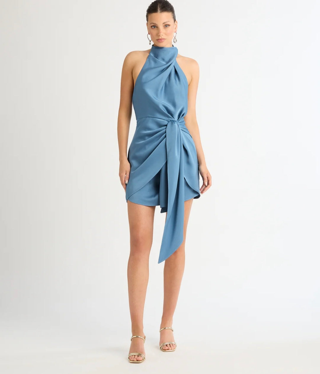 Blue Satin Dress | Halter Dress |Satin Dress | Summer Clothing