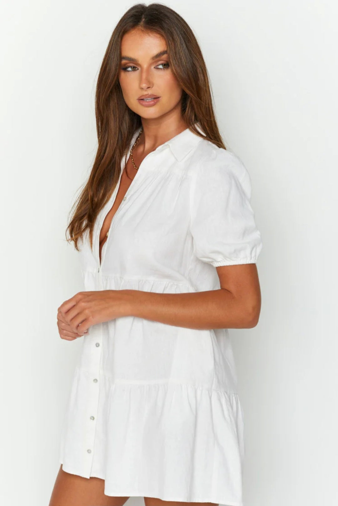 White Cotton Mini Buttoned Dress | Cotton Dress | Summer Dress