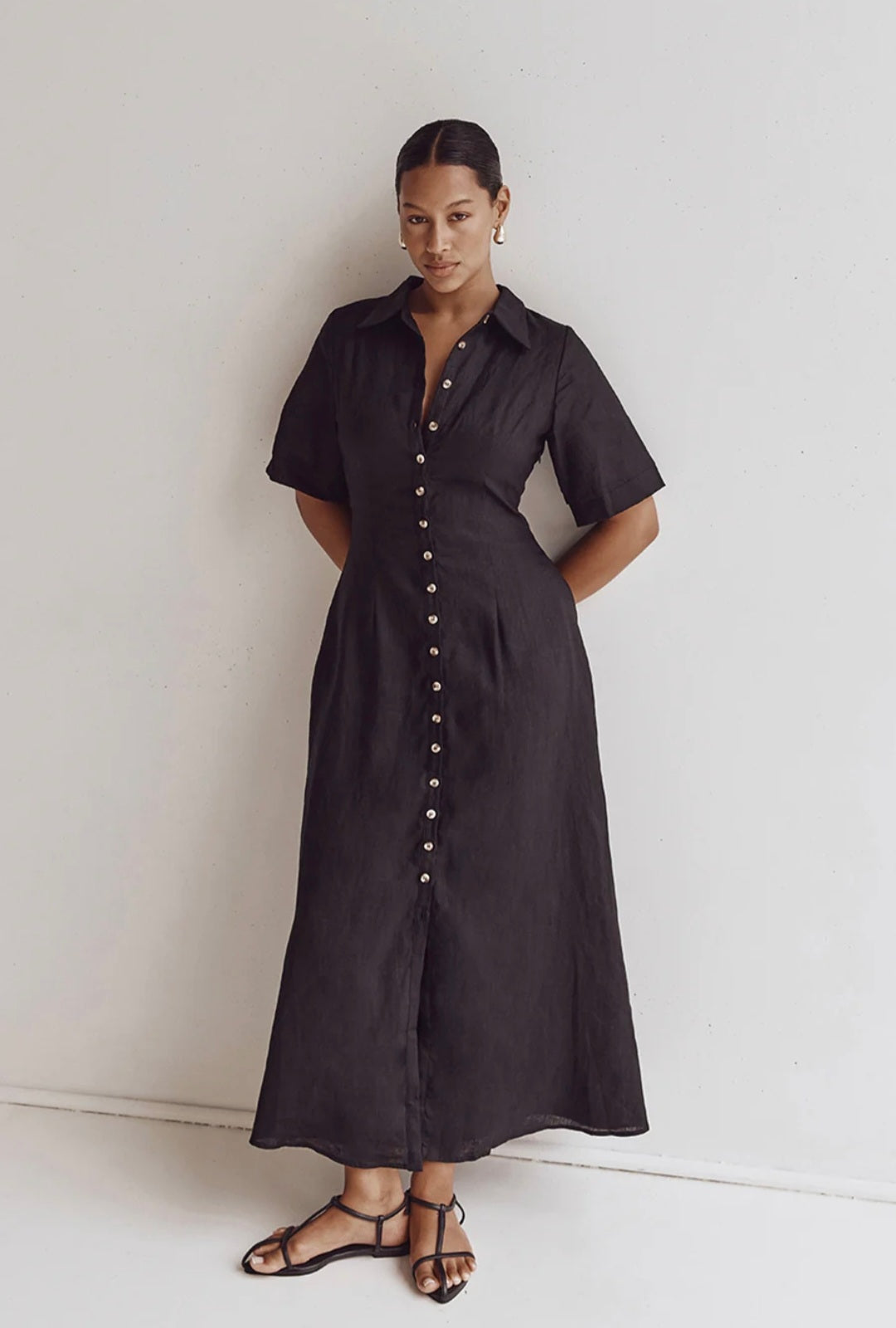 Black Linen Dress | Maxi Dress | Linen Dress | Linen Clothing | 100% O