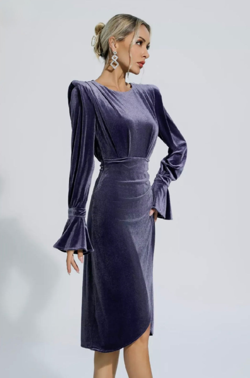 Purple Velvet Sheath Dress | Velvet Dress