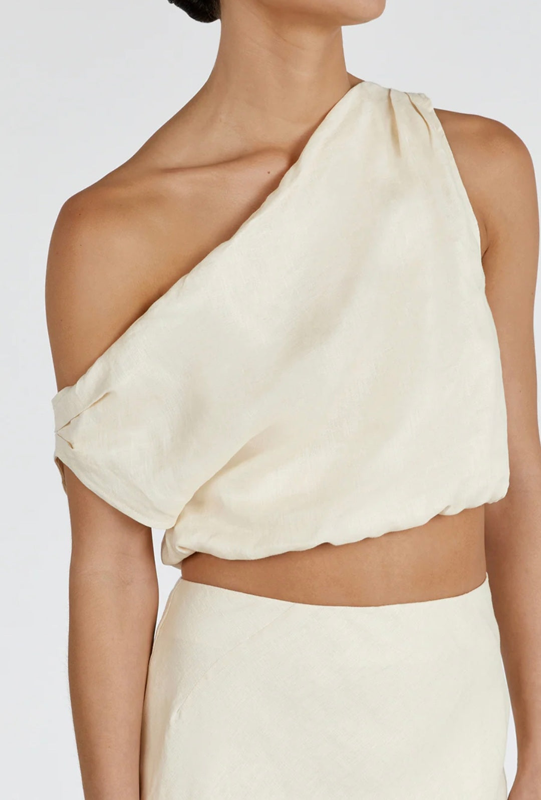 Ivory Linen Top | Linen Top | Crop Top | Summer Top | One Shoulder Top