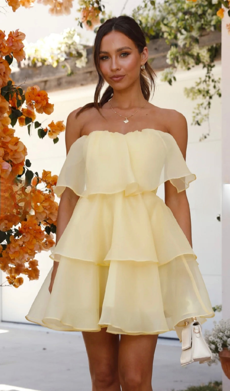 Butter Yellow Organza Tube Dress Mini Dress Organza Dress