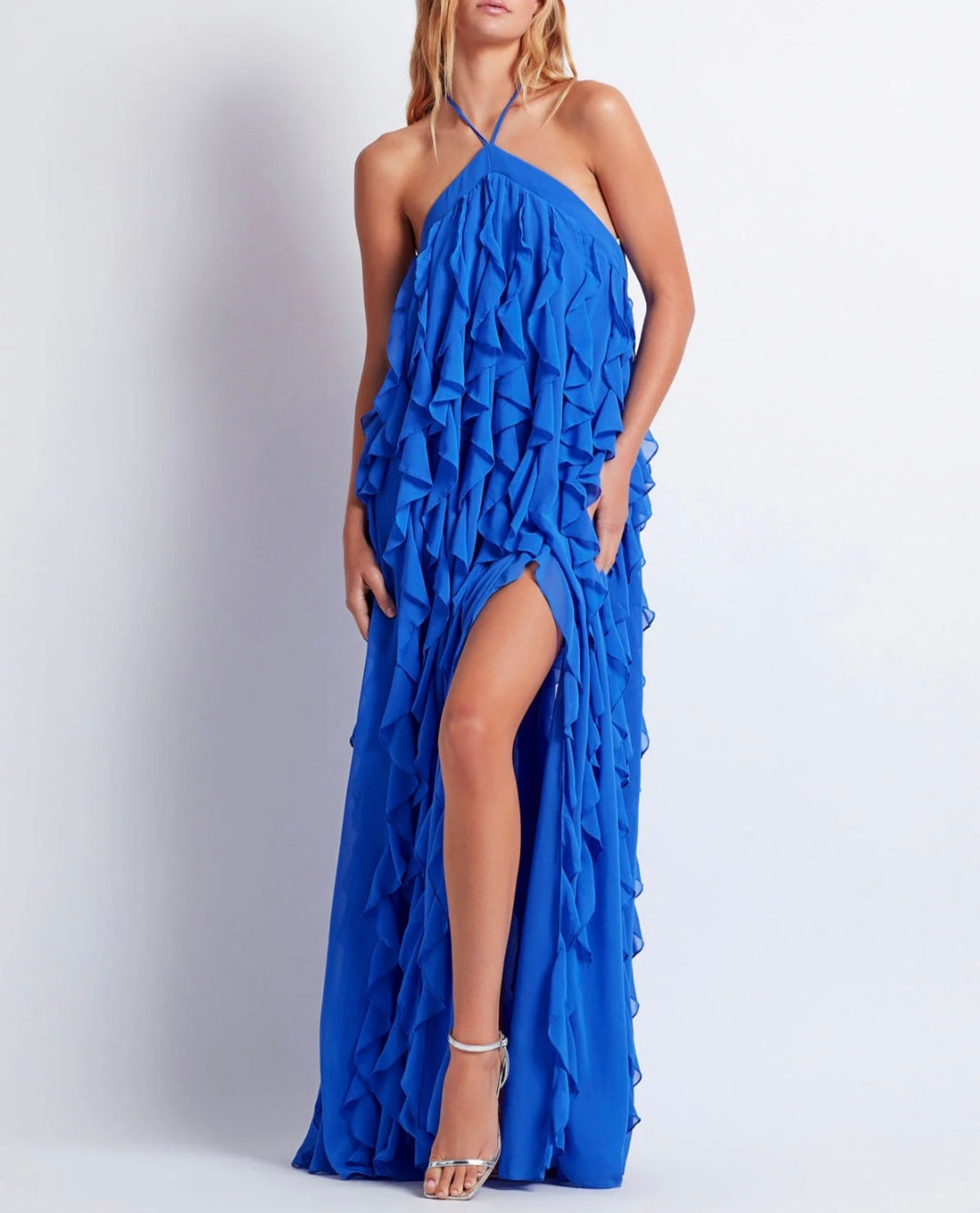 Blue Chiffon Dress | Maxi Dress | Chiffon Dress | Blue Dress | Frill D