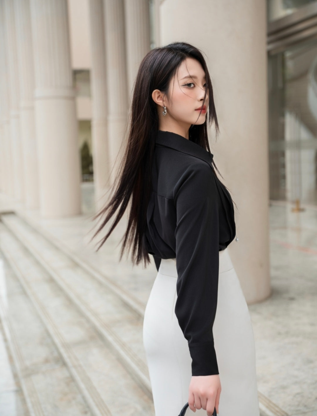 Long Sleeve Top with Pleated Design – Elegant Top for Women