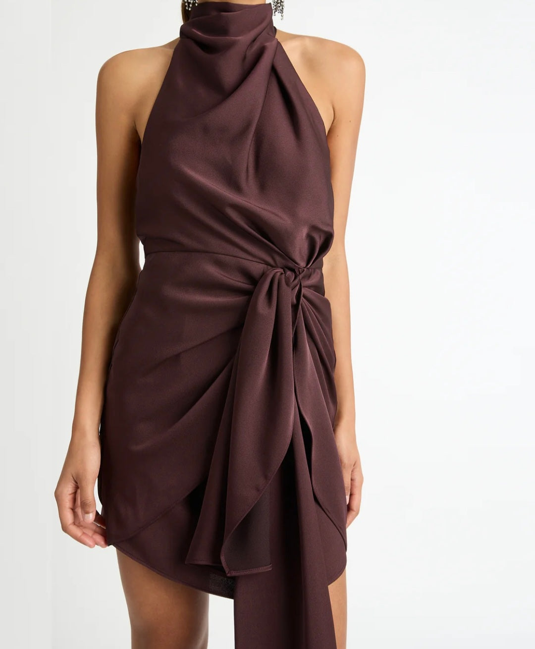 Brown Satin Halter Dress | Mini Dress | Satin Dress | Summer Clothing