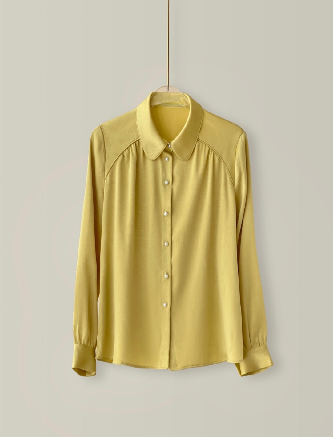 Satin Shirt with Pearl Buttons and Rounded Collar – November 28