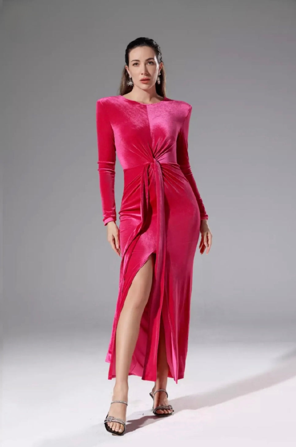 Hot Pink Velvet Maxi Dress | Maxi Dress | Velvet Dress