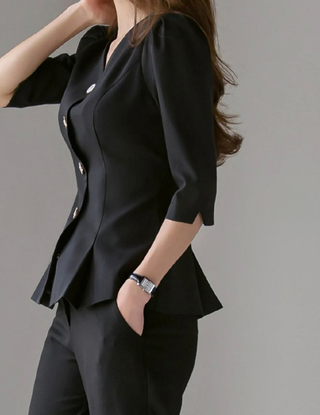 Elegant Unique Peplum Top Jacket | Korean Style Feminine Style V Neck 