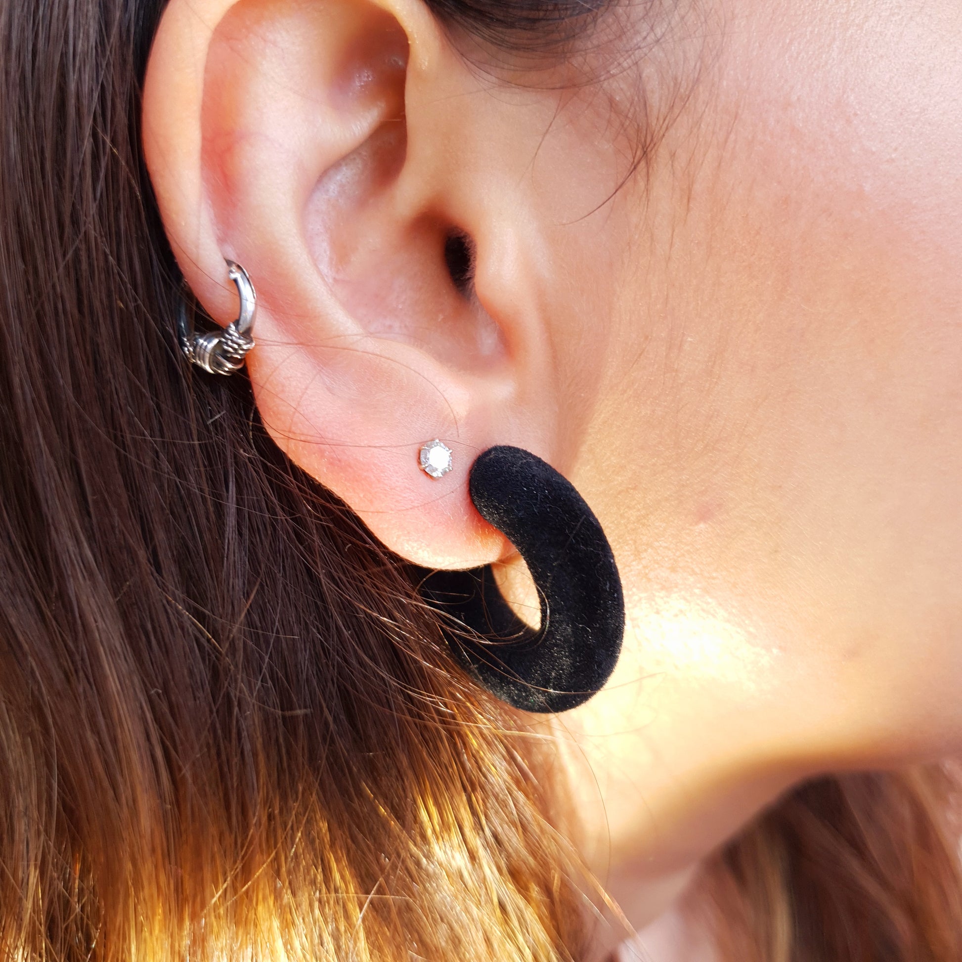 Black Velvet Hoop Earrings