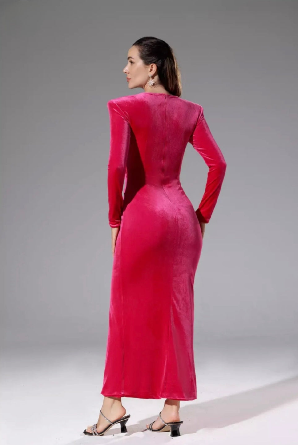 Hot Pink Velvet Maxi Dress | Maxi Dress | Velvet Dress