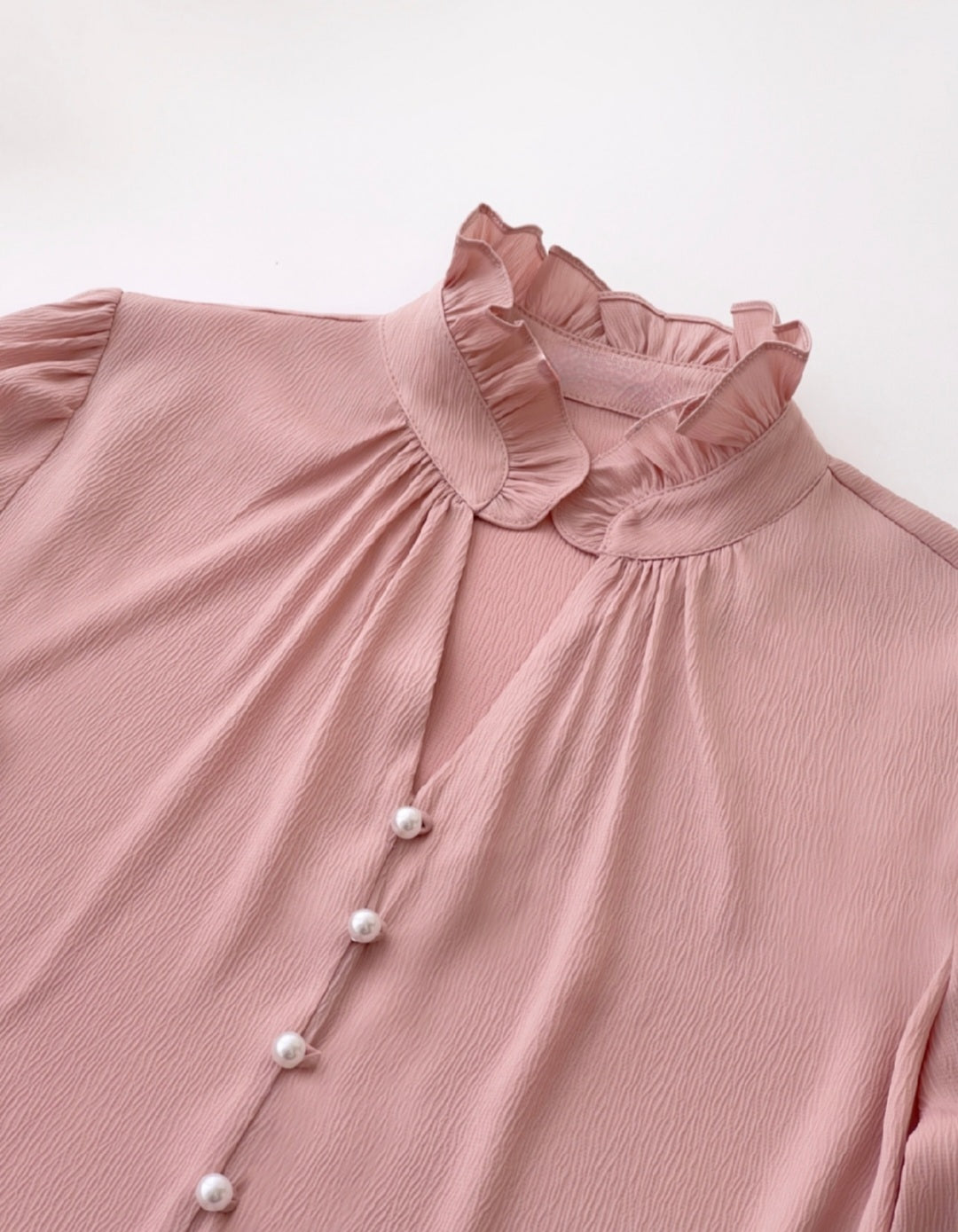 Long Sleeve Top with Frills and Pearl Buttons – Elegant Top for Women