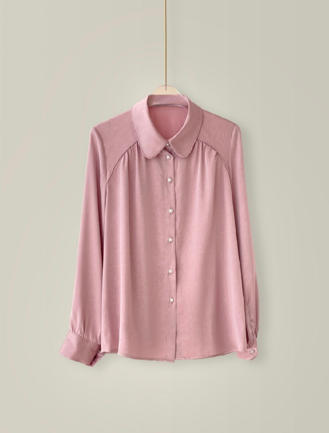 Satin Shirt with Pearl Buttons and Rounded Collar – November 28