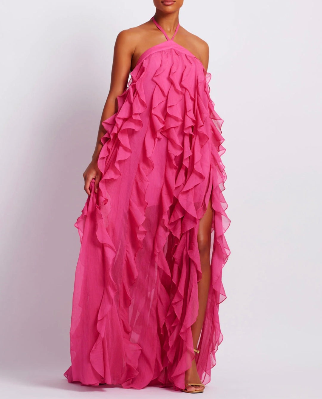 Hot Pink Chiffon Dress | Maxi Dress | Chiffon Dress | Pink Dress | Fri