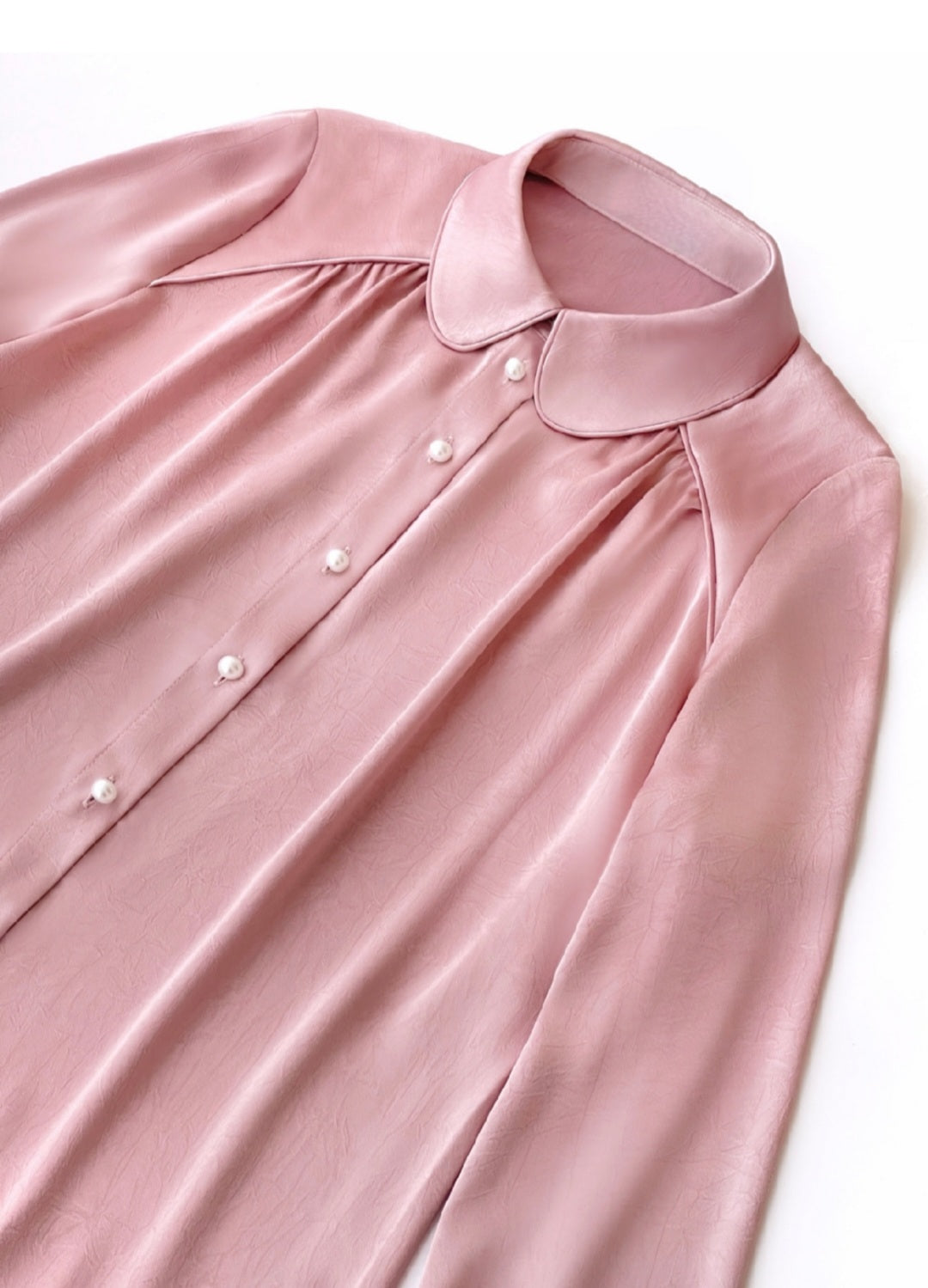 Satin Shirt with Pearl Buttons and Rounded Collar – November 28