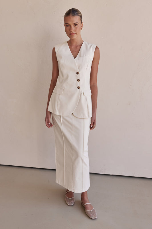 Linen Vest - Off-White Linen Vest for Women