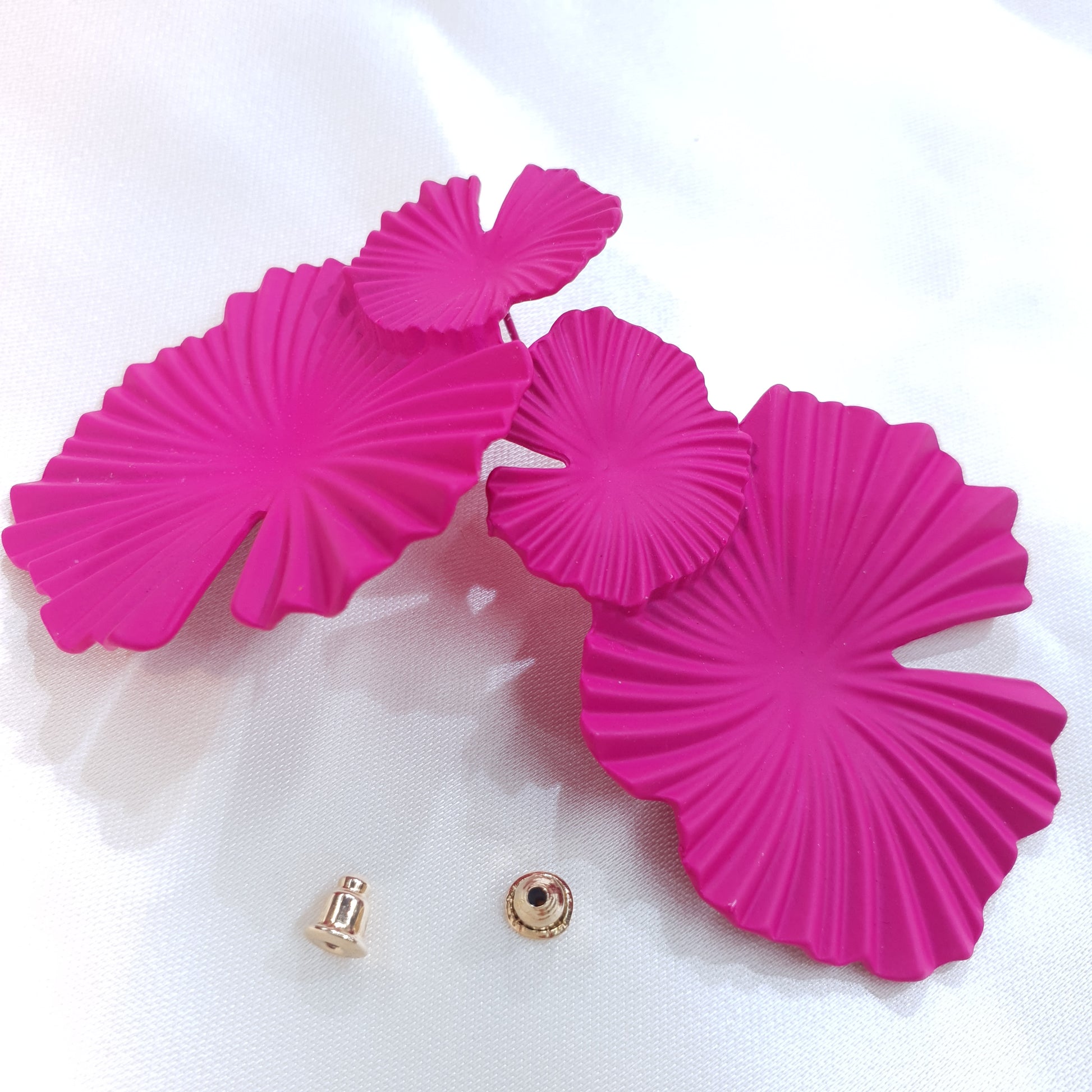 Hot Pink Metallic Earrings