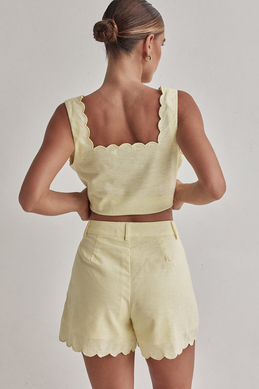 Butter Yellow Linen Shorts