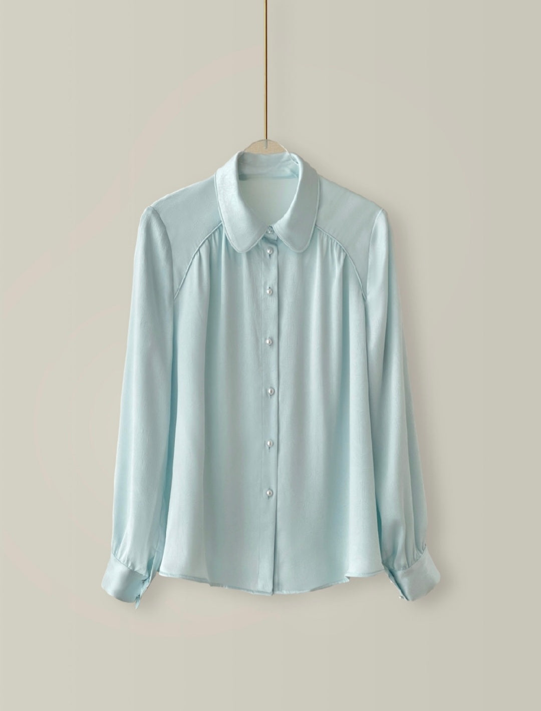 Satin Shirt with Pearl Buttons and Rounded Collar – November 28