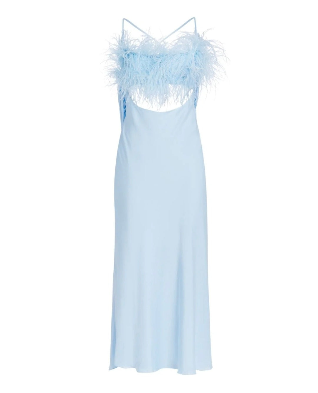 Blue Maxi Feather Dress | Strap Dress | Feather Dress | Backless Dress