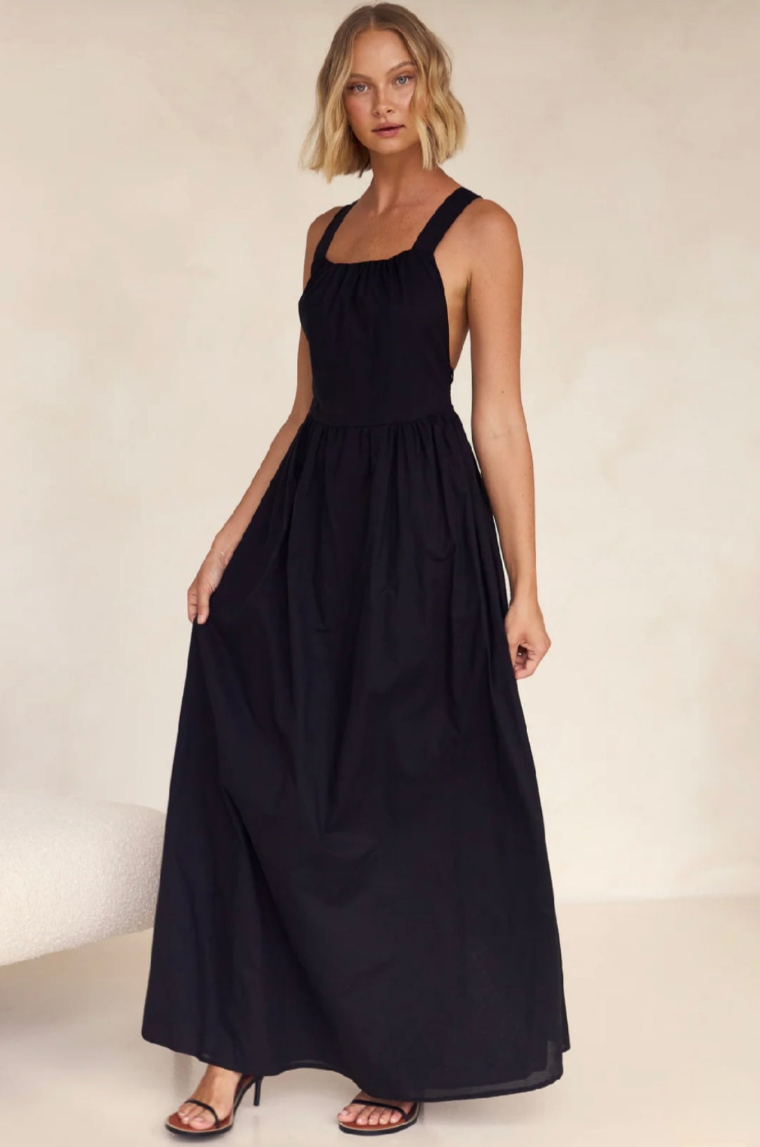 Black Cotton Dress | Maxi Dress | Cotton Dress | Black Dress | Backles