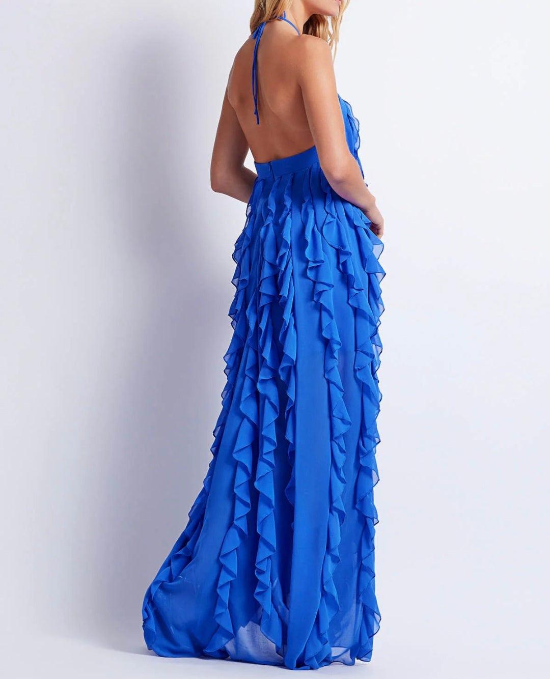 Blue Chiffon Dress | Maxi Dress | Chiffon Dress | Blue Dress | Frill D