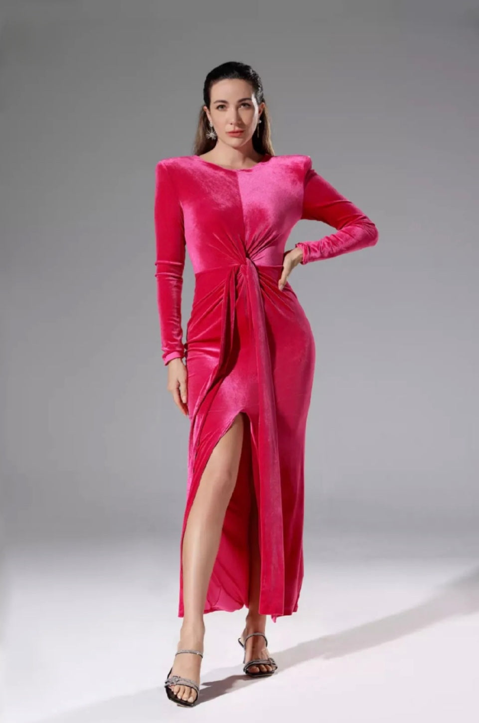 Hot Pink Velvet Maxi Dress | Maxi Dress | Velvet Dress