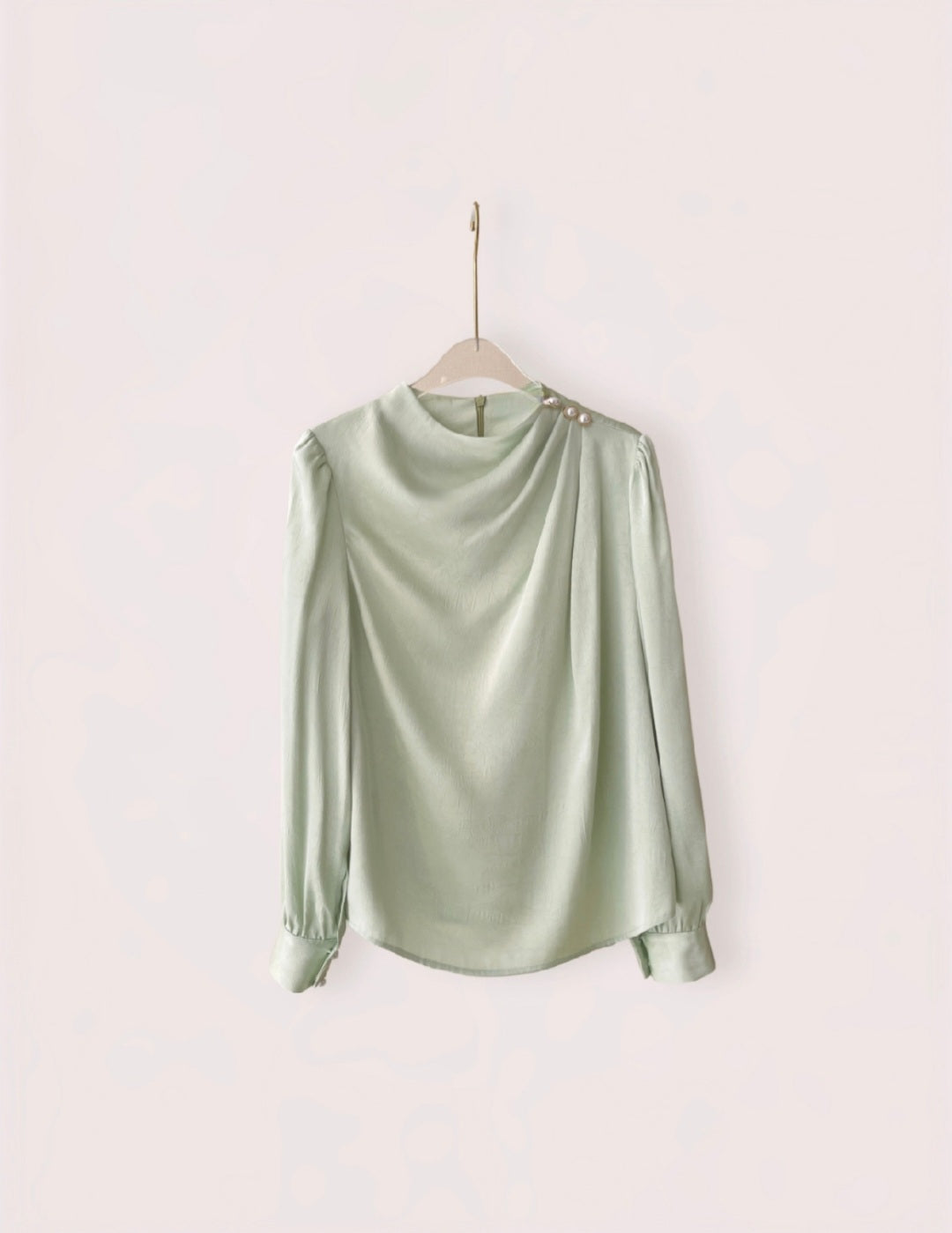 Satin top with cowl