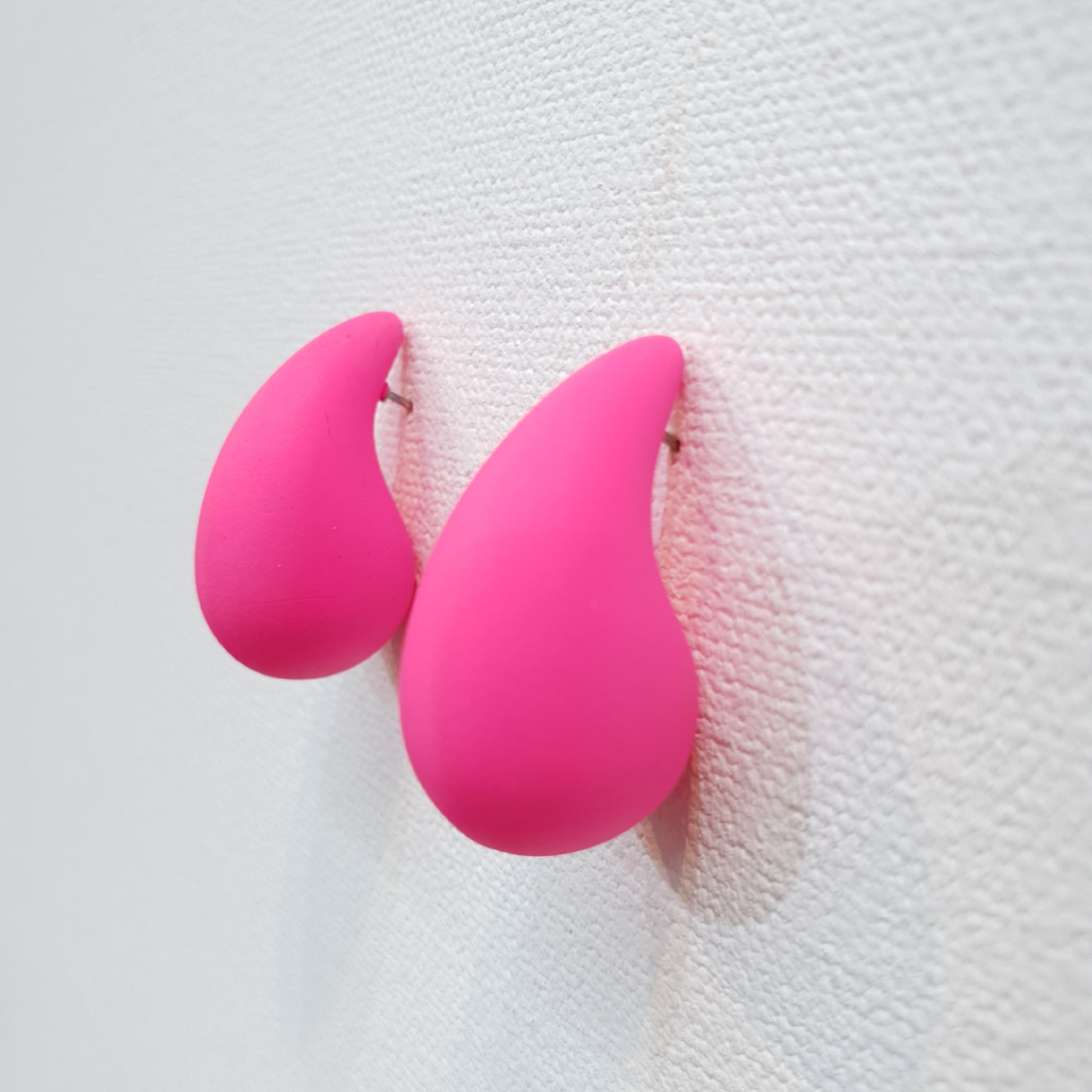 Neon Pink Tear Drop Earring