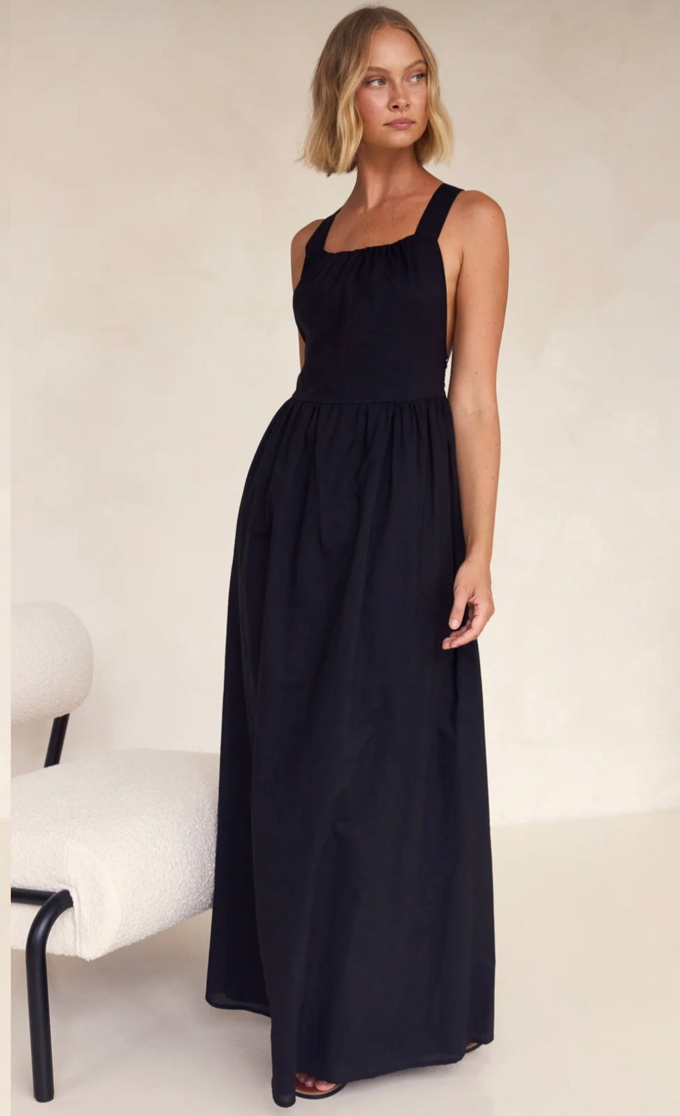 Black Cotton Dress | Maxi Dress | Cotton Dress | Black Dress | Backles