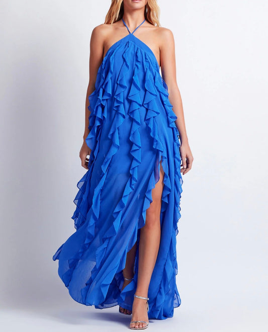 Blue Chiffon Dress | Maxi Dress | Chiffon Dress | Blue Dress | Frill D