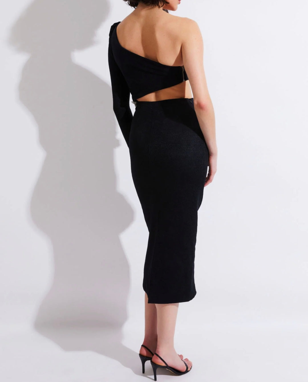 Black One Shoulder Maxi Dress | Asymmetric Dress | Applique Dress | Su