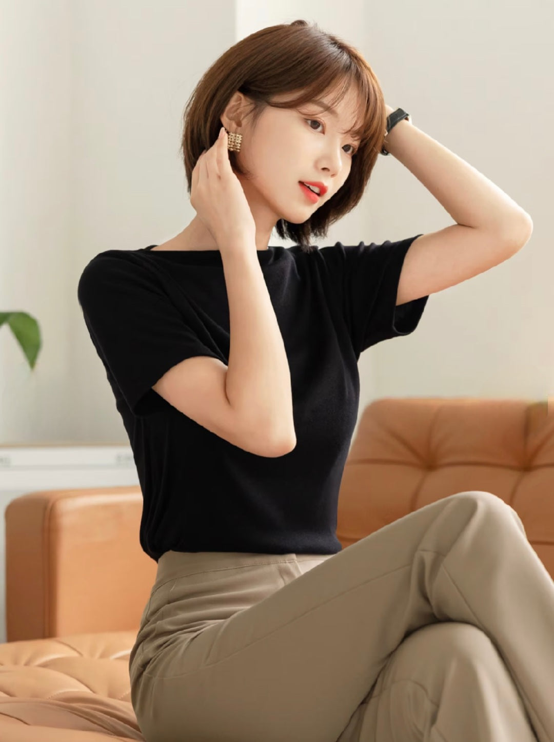 Short Sleeve Boat Neck Top | Korean Style Top | Office Look Top | Ever