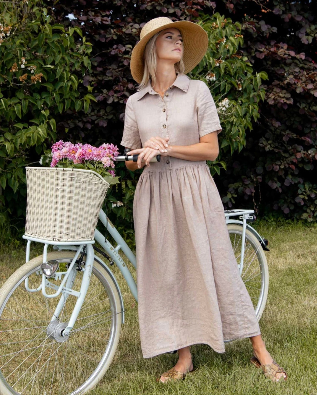 Beige Linen Shirt Maxi Dress | Maxi Dress | Linen Dress | Linen Clothi