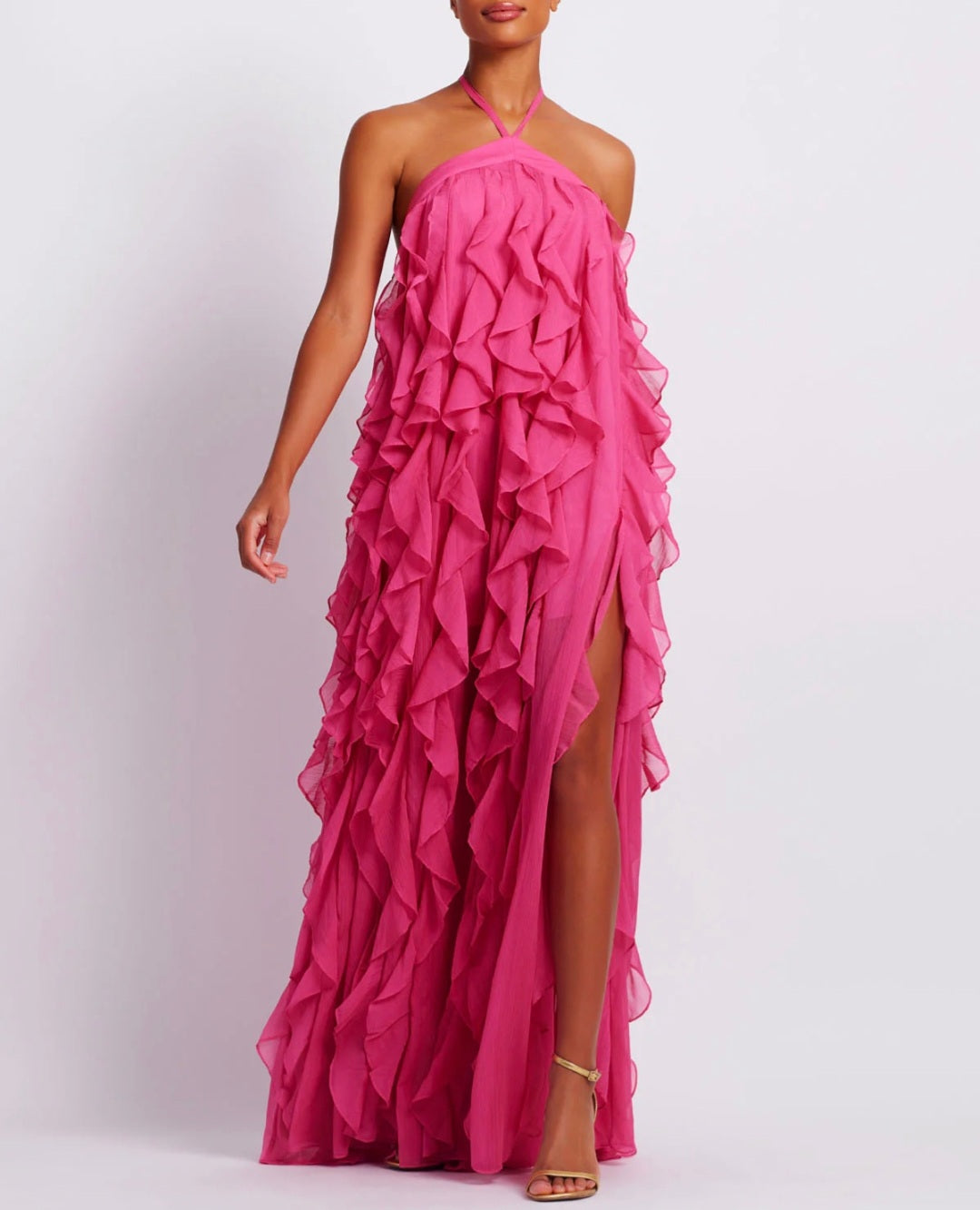 Hot Pink Chiffon Dress | Maxi Dress | Chiffon Dress | Pink Dress | Fri