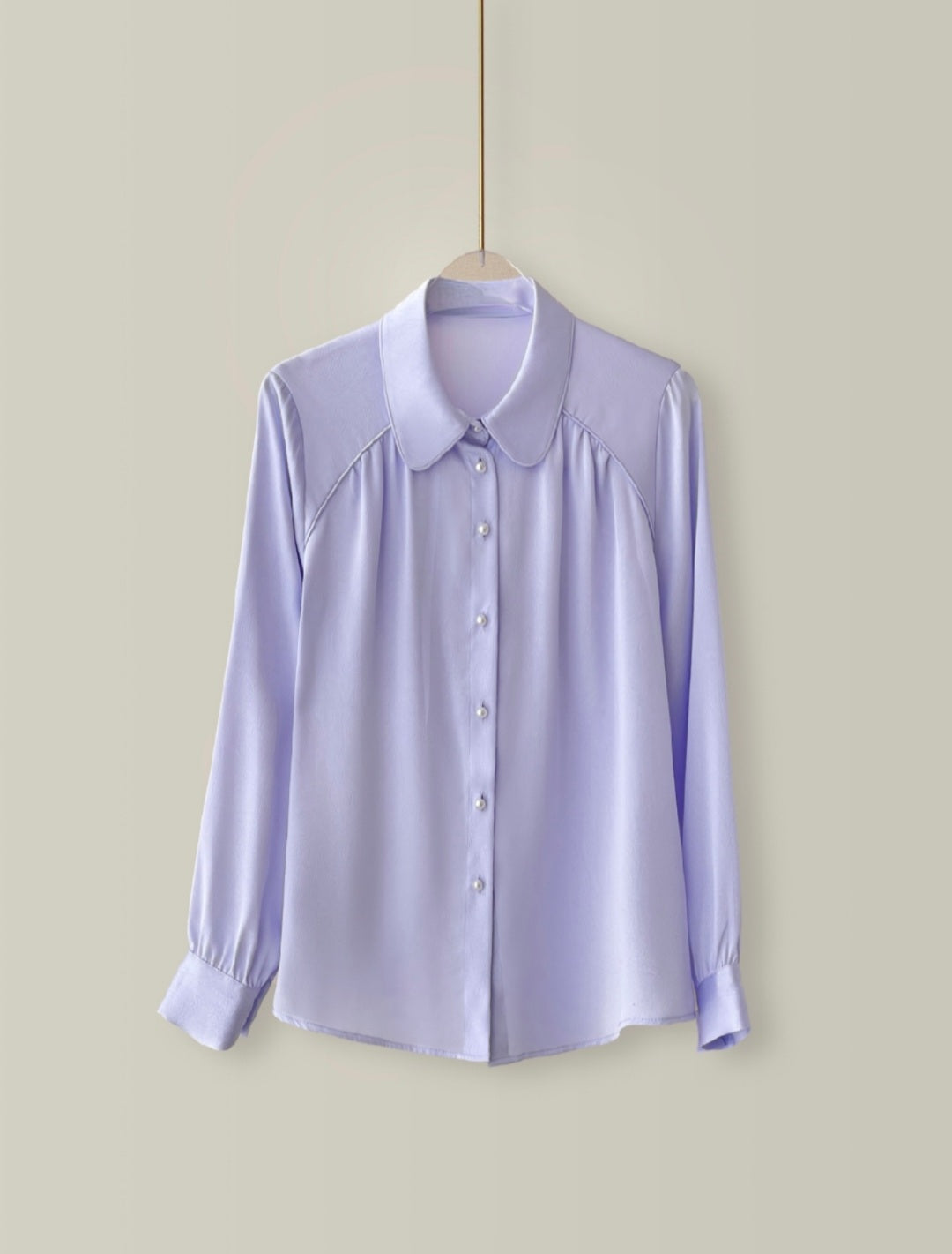 Satin Shirt with Pearl Buttons and Rounded Collar – November 28