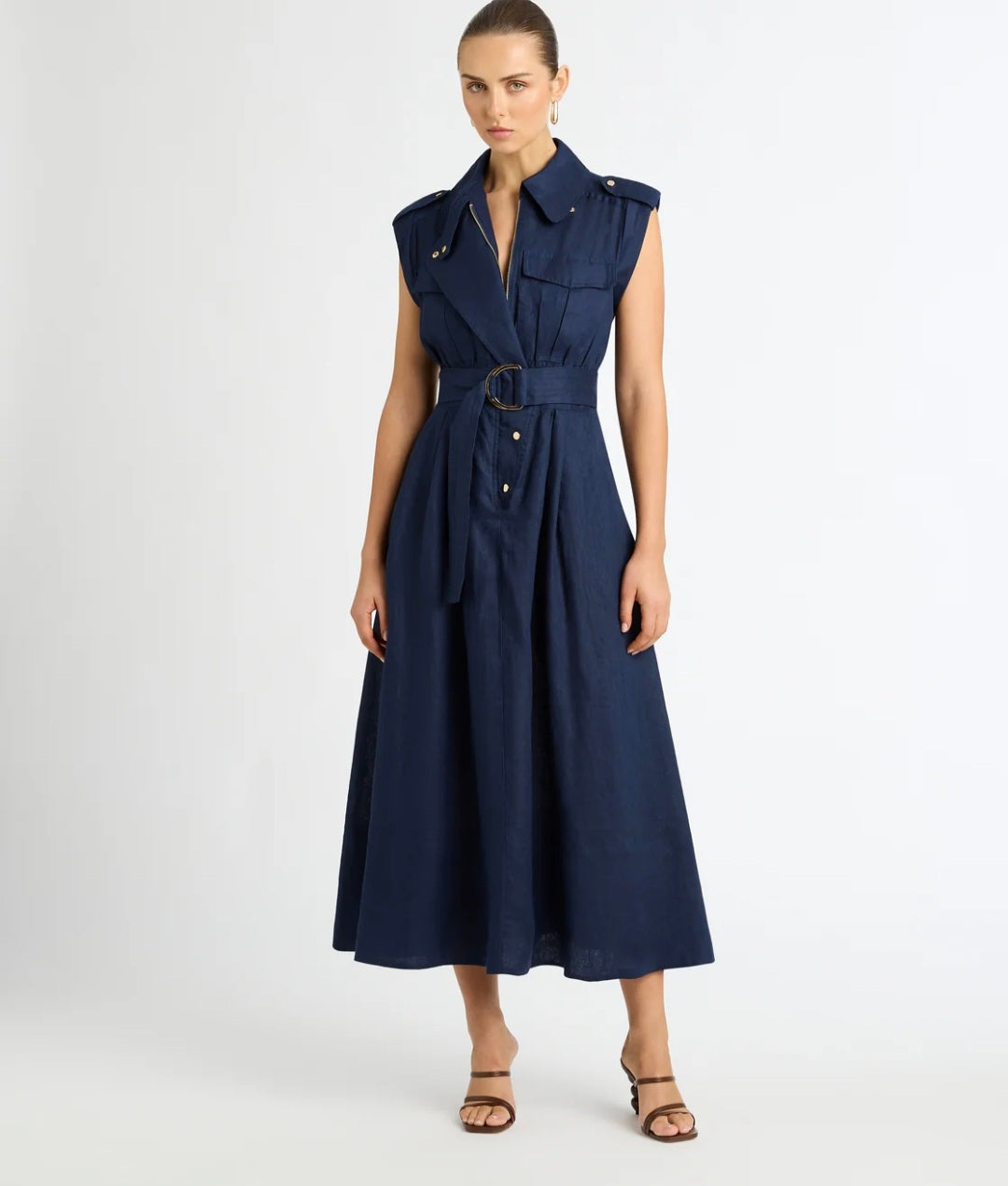 Navy Blue Linen Clothing for Women | Organic Linen Maxi Dress