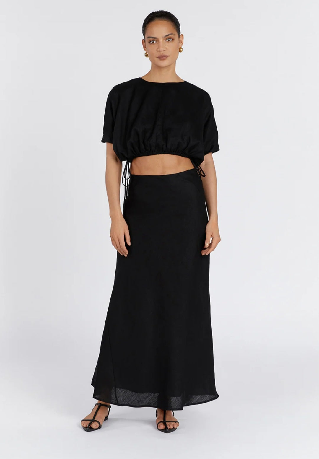 Black Linen Top | Linen Top | Crop Top | Summer Top | Kaftan Top