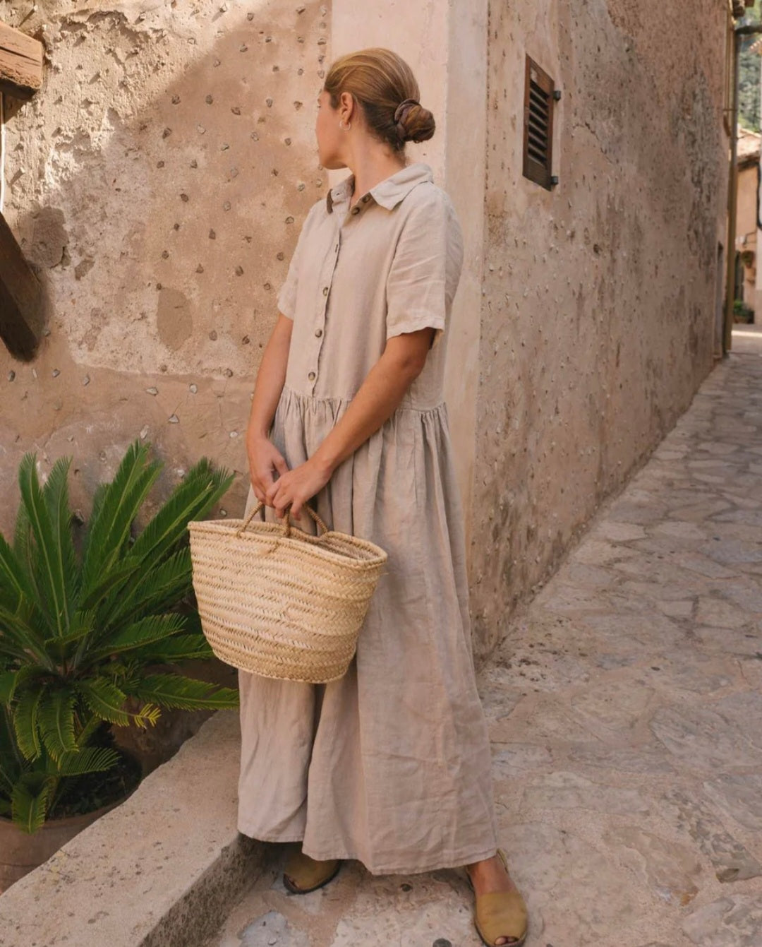 Beige Linen Shirt Maxi Dress | Maxi Dress | Linen Dress | Linen Clothi