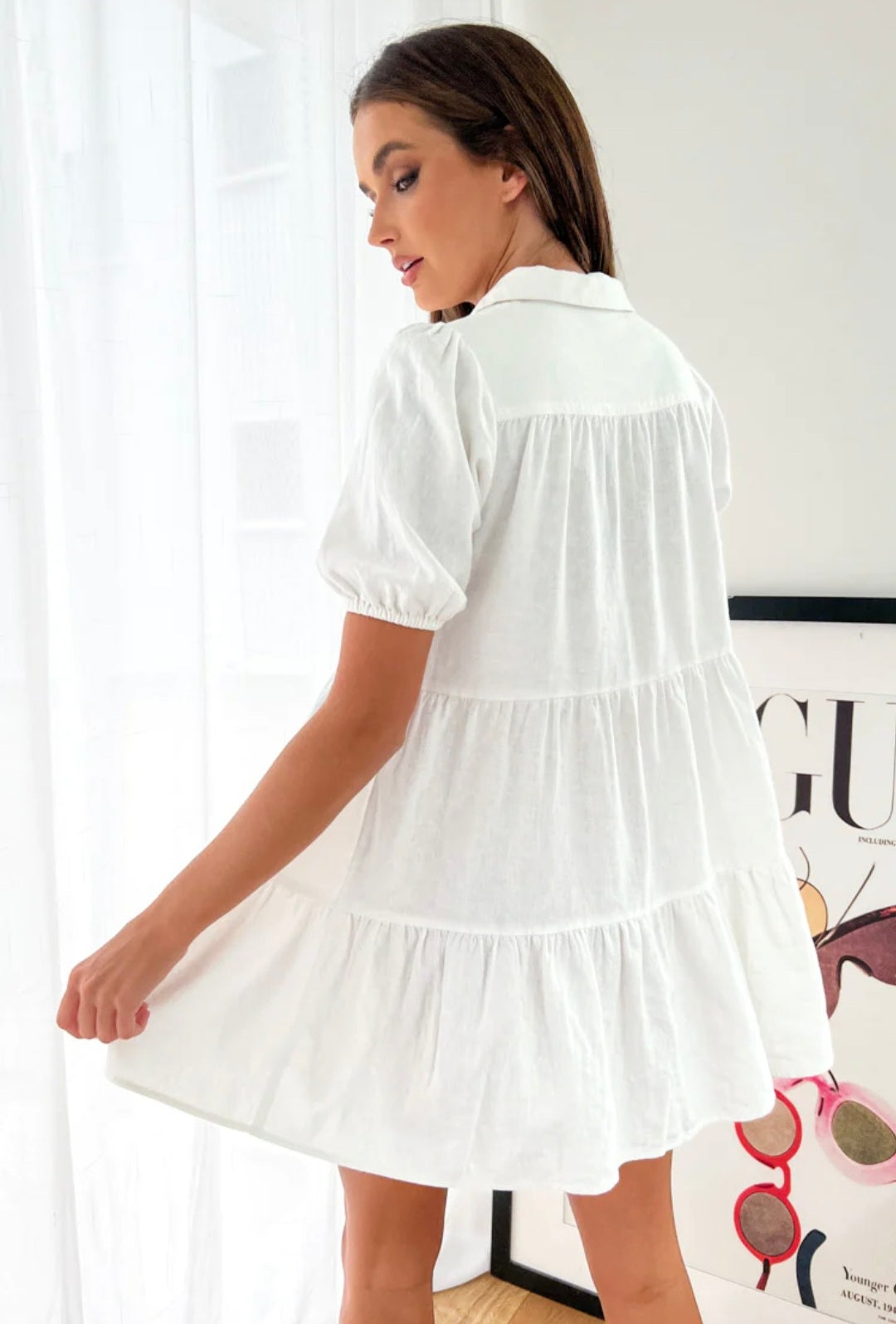 White Cotton Mini Buttoned Dress | Cotton Dress | Summer Dress