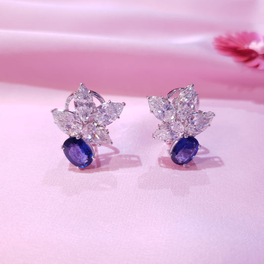 Blue Sapphire and Diamond Earrings